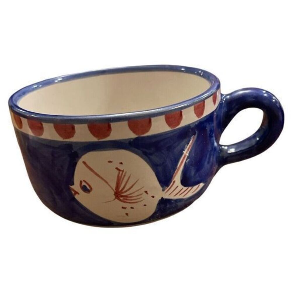 Solimene Vietri Campagna Pesce Blue Fish Mug Cup Made in Italy‎